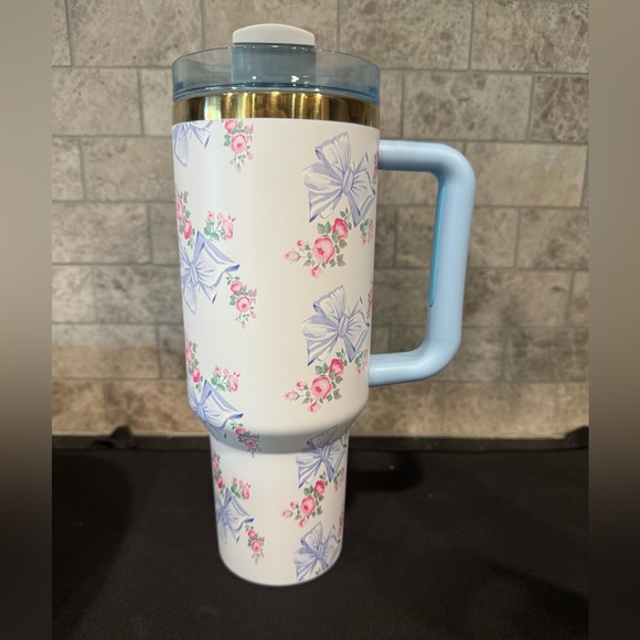 unknown Other - Floral Patterned Tumbler With Bow Straw Lid 40oz